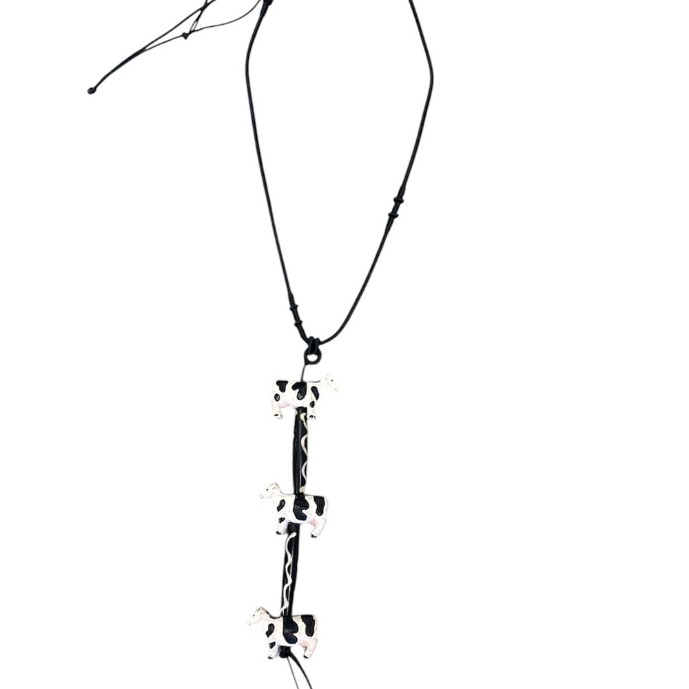 Handmade Black and White cow 🐄 Pendant Necklace